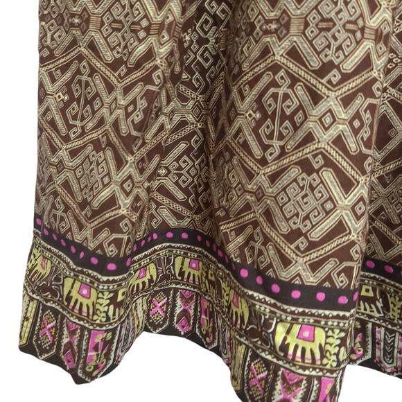 Tribal Bulgaria Womens Size 8‎ Floral 2-Tiered Pleated Skirt Orange Brown Boho - Picture 3 of 12